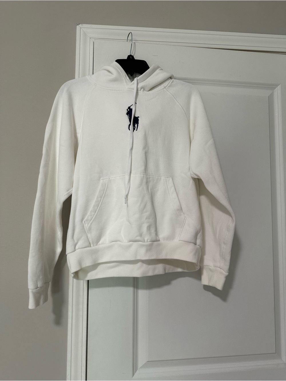Polo by Ralph Lauren White Hoodie with Navy Pony Embroidery